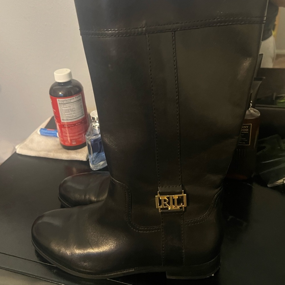 Ralph Lauren Black Leather Riding Boots